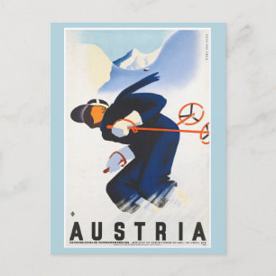 Österreich Alpen Berge Skifahren Reisen Vintage Postkarte