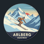 Österreich Arlberg Skier Skiing Magnet<br><div class="desc">Arlberg, in der Nähe von St. Anton am Arlberg, Tirol, ist eines der bekanntesten Skigebiete Europas, bekannt für seine ausgedehnten Pisten, das herausfordernde Gelände und das moderne Liftsystem. Die Gegend zieht Skifahrer und Snowboarder aus aller Welt an und bietet auch Winterwandern, Schneeschuhwandern und Après-Ski-Aktivitäten, die es zu einem Top-Ziel für...</div>