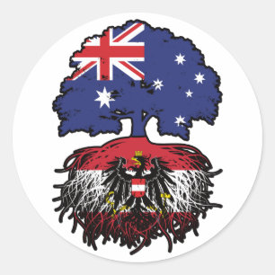 Österreich Australien Tree Roots Runder Aufkleber
