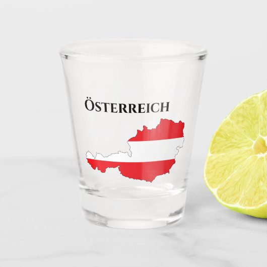 Österreich Austrian Flag Map Schnapsglas (Vorderseite)