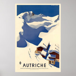 Österreich Autriche Vintage-Skiplakat - gerahmter  Poster