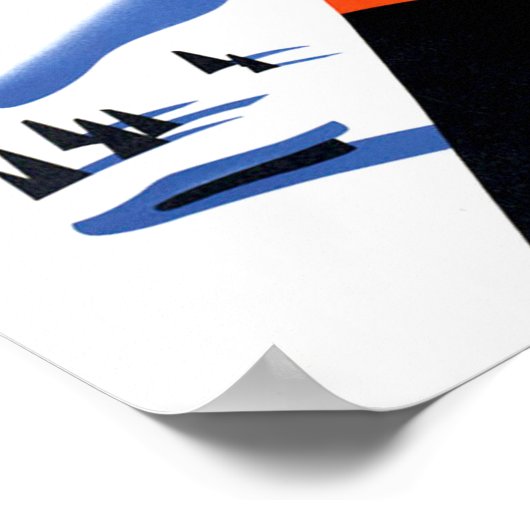 Österreich - Berge, Winterski, Vintage Poster (Ecke)