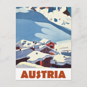 Österreich, Dorf bedeckt mit Schnee,  Postkarte