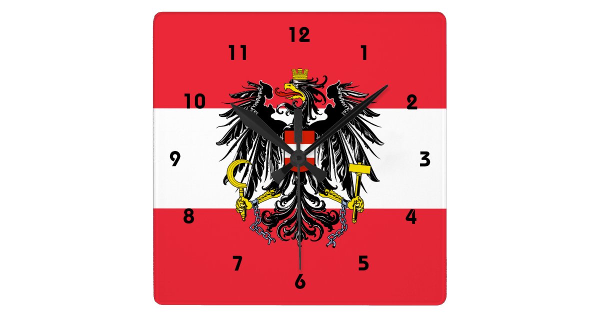 Österreich-Emblem Quadratische Wanduhr | Zazzle.de