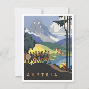 Österreich Farbenfrohe Retro Inspiriert Postkarte