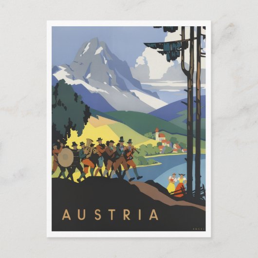 Österreich Farbenfrohe Retro Inspiriert Postkarte (Vorderseite)