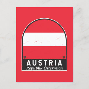 Österreich Flagge Emblem Abgenutzt Vintage Postkarte