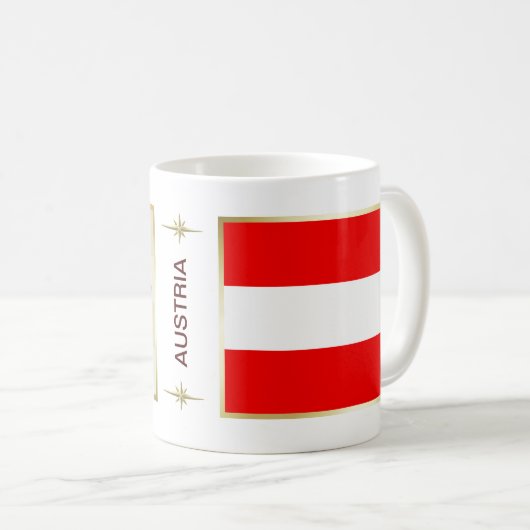 Österreich-Flagge + Karten-Tasse Kaffeetasse (VorderseiteRechts)