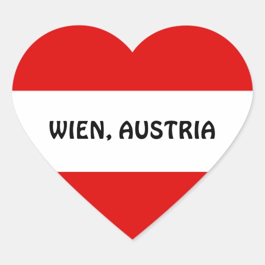 ÖSTERREICH: Flagge Österreichs - Wien Herz-Aufkleber (Vorderseite)