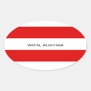 ÖSTERREICH: Flagge Österreichs - Wien Ovaler Aufkleber
