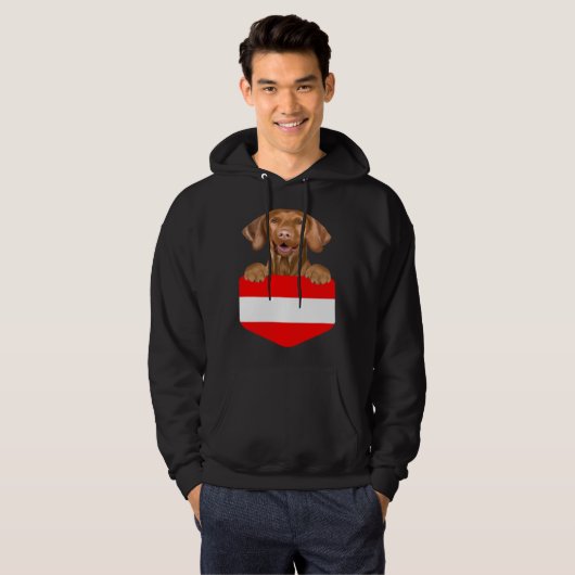 Österreich Flagge Vizsla Hund In Tasche Hoodie (Vorne ganz)