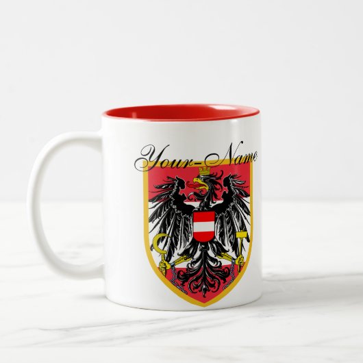 Österreich-Flagge Zweifarbige Tasse (Links)