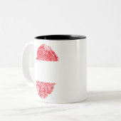 Österreich Flaggen-Fingerabdruck Land-Kennziffer Zweifarbige Tasse (Vorderseite Links)