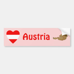 Österreich-Flaggen-Herz + Karten-Autoaufkleber Autoaufkleber