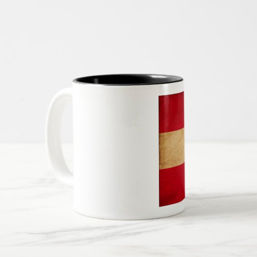 Österreich-Flaggen-Tasse Zweifarbige Tasse (Vorderseite Links)