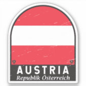 Österreich-Flaggenemblem gestört Vintag Aufkleber (Vorderseite)