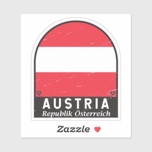 Österreich-Flaggenemblem gestört Vintag Aufkleber (Blatt)