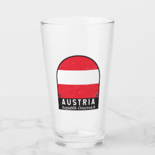 Österreich-Flaggenemblem gestört Vintag Glas