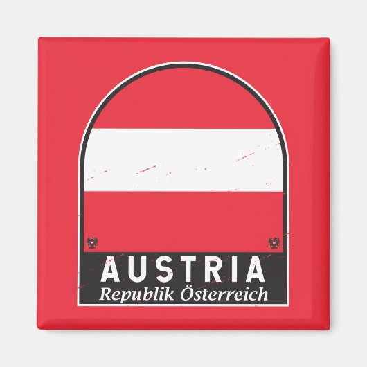 Österreich-Flaggenemblem gestört Vintag Magnet (Vorne)
