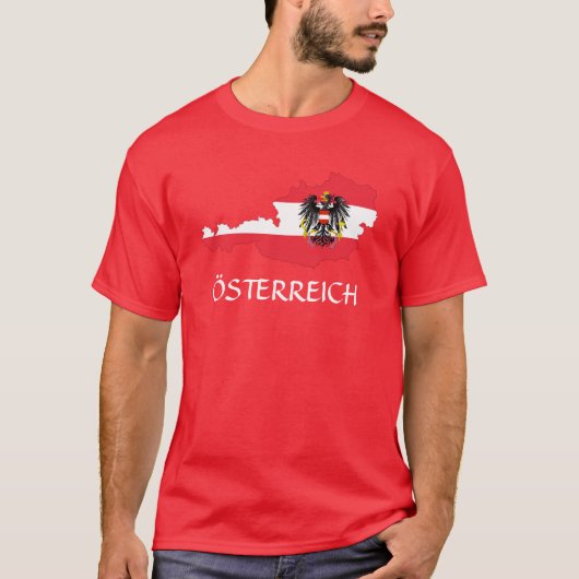 Österreich Flaggenkarte "Österreich" T - Shirt (Vorderseite)