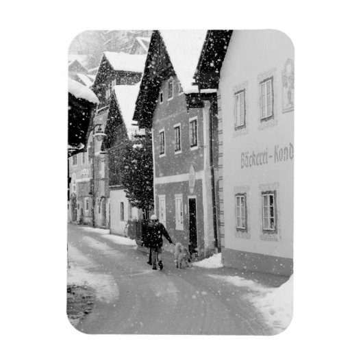 Österreich, Hallstat. Schneestraße Magnet (Vertikal)