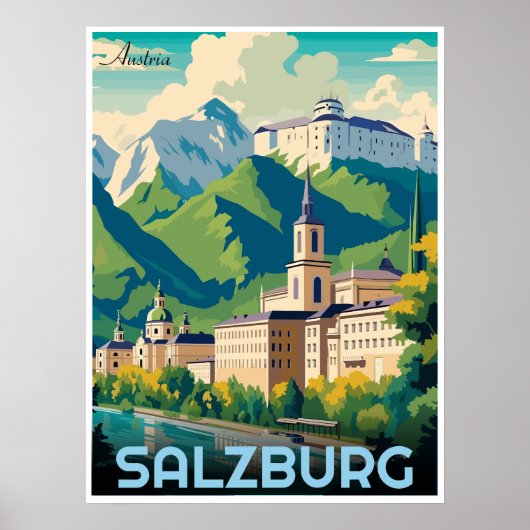 Österreich Hauptstadt salzburg skyline Poster (Vorne)