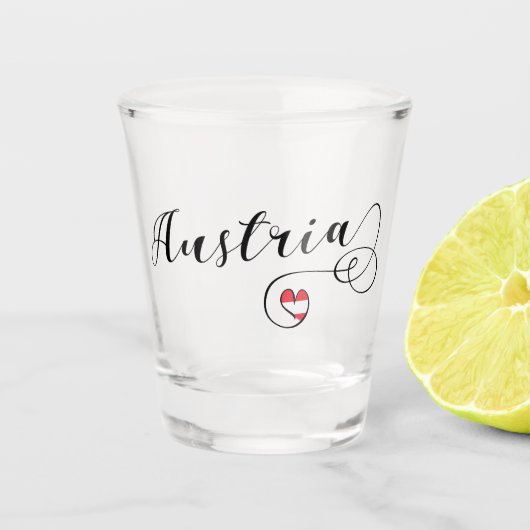 Österreich Herz-Tasse, österreichische Flagge Schnapsglas (Vorderseite)