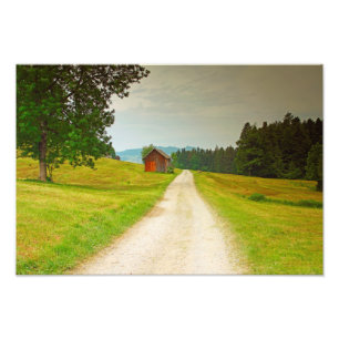 Österreich Holzhütte und Weg Fotodruck