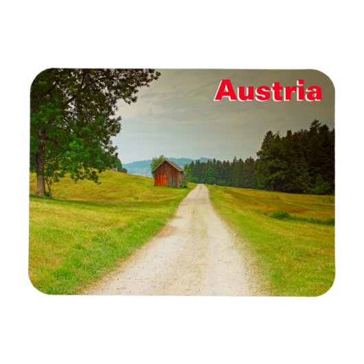 Österreich Holzhütte und Weg Magnet (Horizontal)