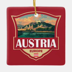 Österreich Illustration Retro Abzeichen Keramikornament