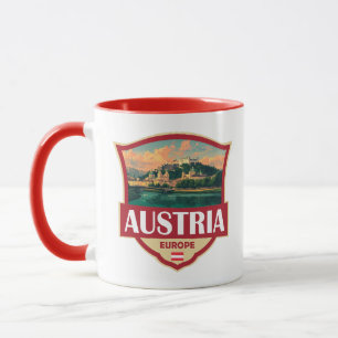 Österreich Illustration Retro Abzeichen Tasse