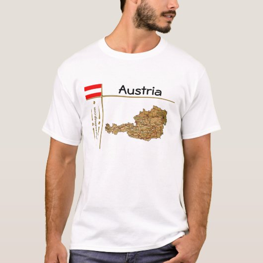 Österreich Karte + Flagge + T - Shirt (Vorderseite)