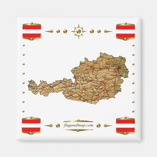 Österreich Karte + Flags Magnet