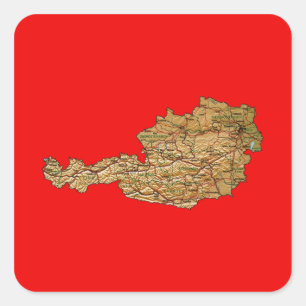 Österreich-Karten-Aufkleber Quadratischer Aufkleber