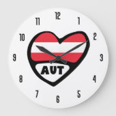 Österreich Ländercode AUT Flaggenmitte Große Wanduhr (Vorderseite)