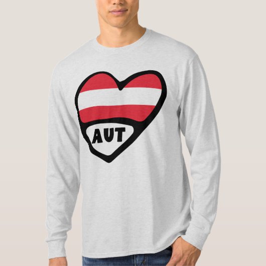 Österreich Ländercode Flag Herz AUT T-Shirt (Vorderseite)