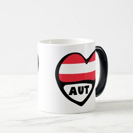 Österreich Ländercode Flag Herz AUT Verwandlungstasse (VorderseiteRechts)