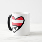 Österreich Ländercode Flag Herz AUT Verwandlungstasse (Vorderseite Links)