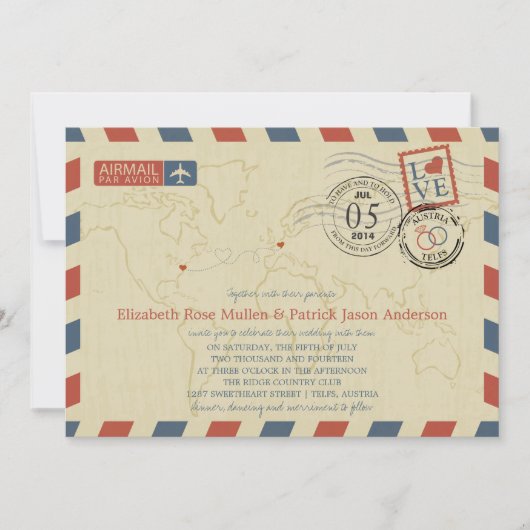 Österreich Luftpost Einladung zur Hochzeit (Vorderseite)