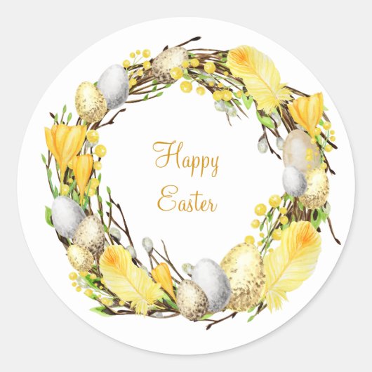 Osterreich mit Eiern und gelben Federn Runder Aufkleber (Vorderseite)