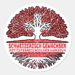 Österreich Österreichisch Schweizer Schweiz Baum Runder Aufkleber