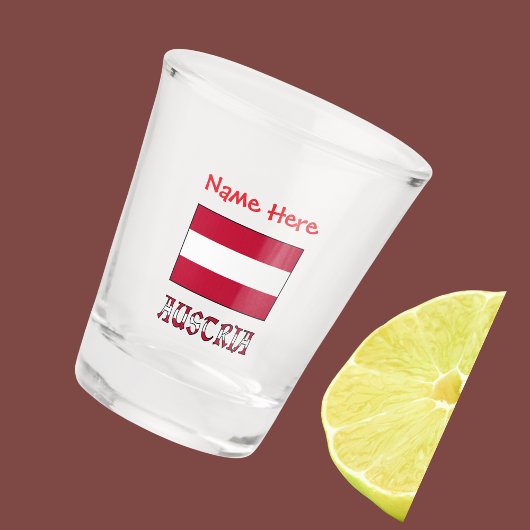 Österreich Österreichische Flagge Rot Personalisie Schnapsglas