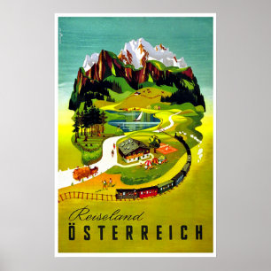 Österreich, Reiseland, Eisenbahn, Vintage-Reisepos Poster