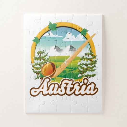 Österreich Retro-Reiselogo Puzzle (Vertikal)