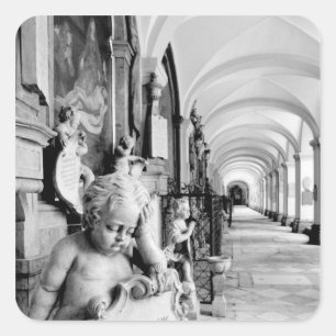Österreich, Salzburg. Eckpfeiler und Denkmal 2 Quadratischer Aufkleber