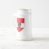 Österreich-Schild Stein Bierglas (Vorderseite Links)
