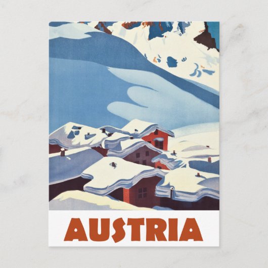 Österreich, schneebedecktes Dorf, Postkarte (Vorderseite)