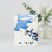 Österreich, Ski, Hütte in den Bergen auf Winter Postkarte (Stehend Vorderseite)
