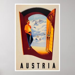 Österreich Ski Plakat Sportkunst Vintage Druck