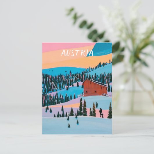 Österreich Ski Postkarte (Stehend Vorderseite)